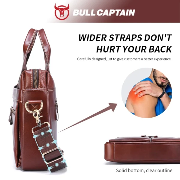 BULLCAPTAIN Men's Leather Briefcase - Image 5