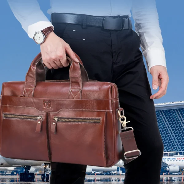 BULLCAPTAIN Men's Leather Briefcase - Image 2